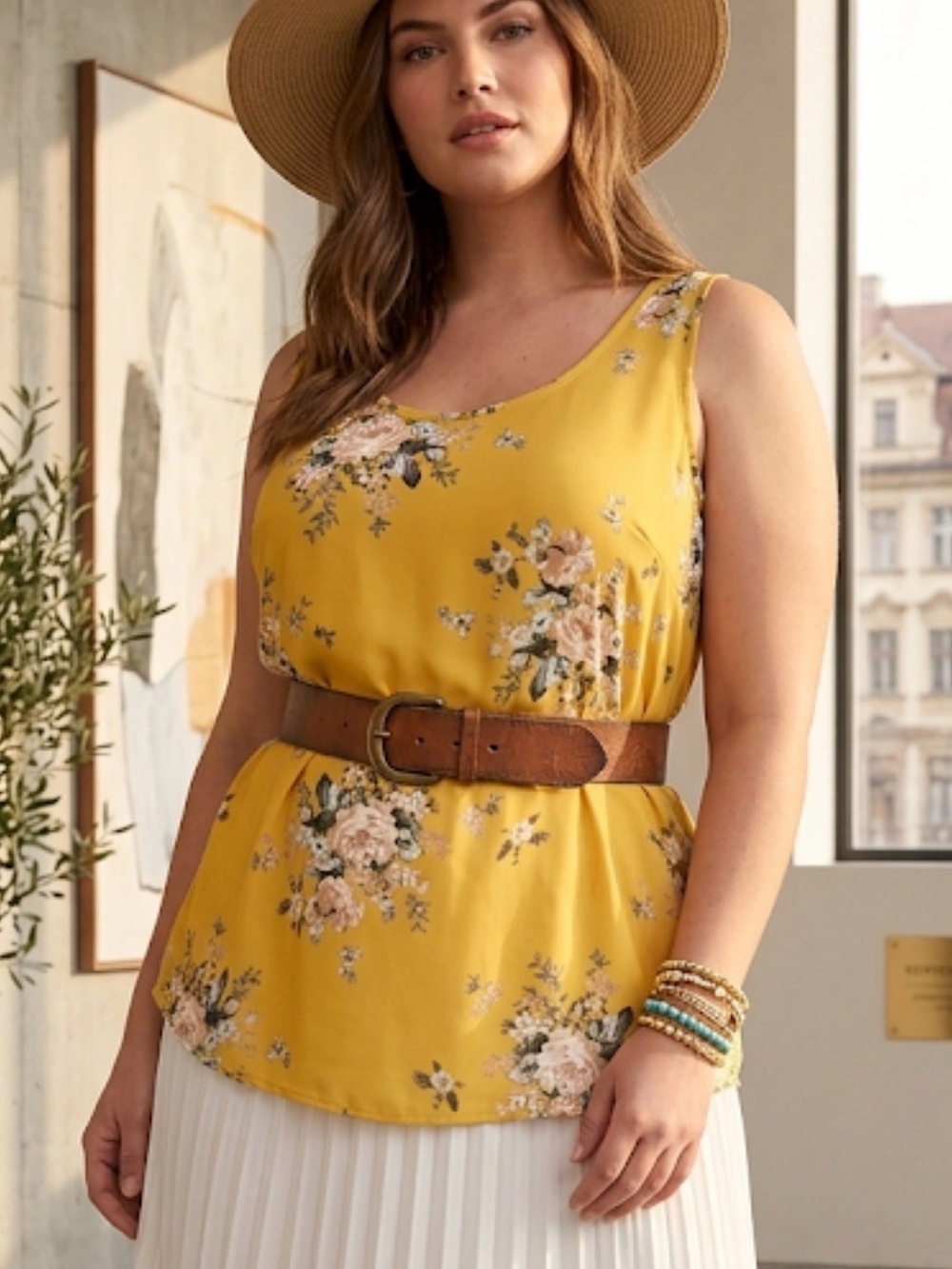 Torrid Yellow Floral Tank Top Size 14